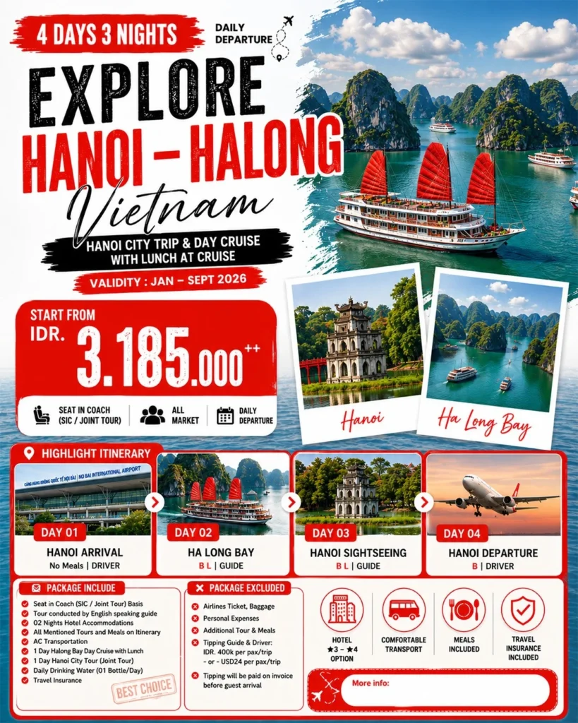 4 Days Explore Hanoi & Halong Bay (Daily Departure)