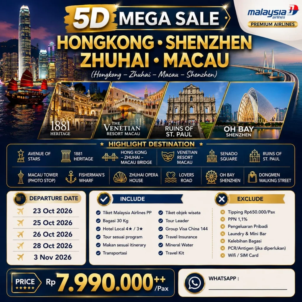 5 Days Mega Sale: Hongkong, Shenzhen, Zhuhai & Macau